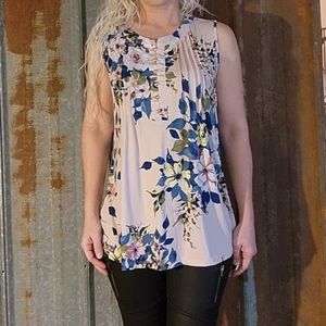 Sexy Silky Floral Pleated Perception Concert Blouse